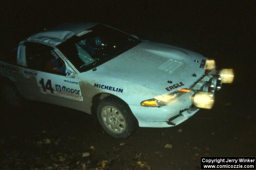 The Doug Shepherd / Pete Gladysz Eagle Talon sports damage after rolling in the evening. They rolled a second time and DNF'ed.