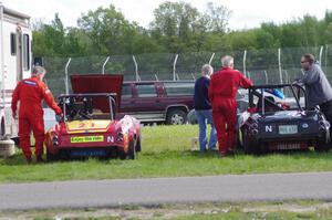 Don Haaversen's E Production Datsun 2000 and Zane Emstad's F Production Datsun SPL311 in the paddock