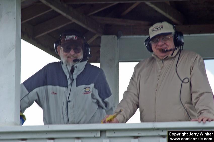 Steve Dunsworth and John Humphreys work flags at turn one