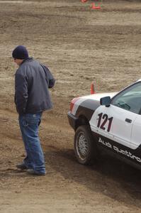 Will Cammack walks away from Frank Buntzen's M4 Audi Quattro as it leaves the start