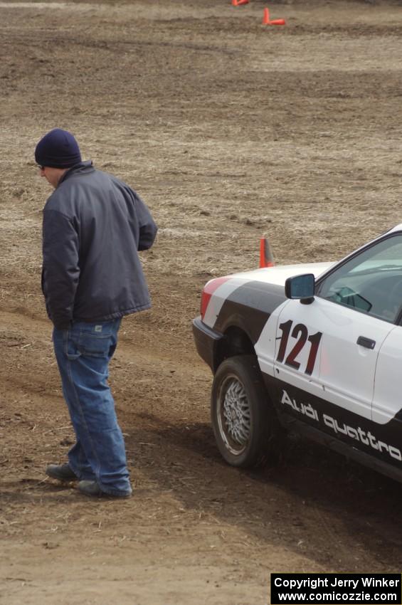 Will Cammack walks away from Frank Buntzen's M4 Audi Quattro as it leaves the start