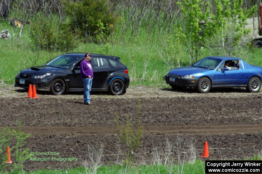 Ben Johnson's PA Subaru WRX STi and Josh Jutting's M2 Honda Del Sol at the start line