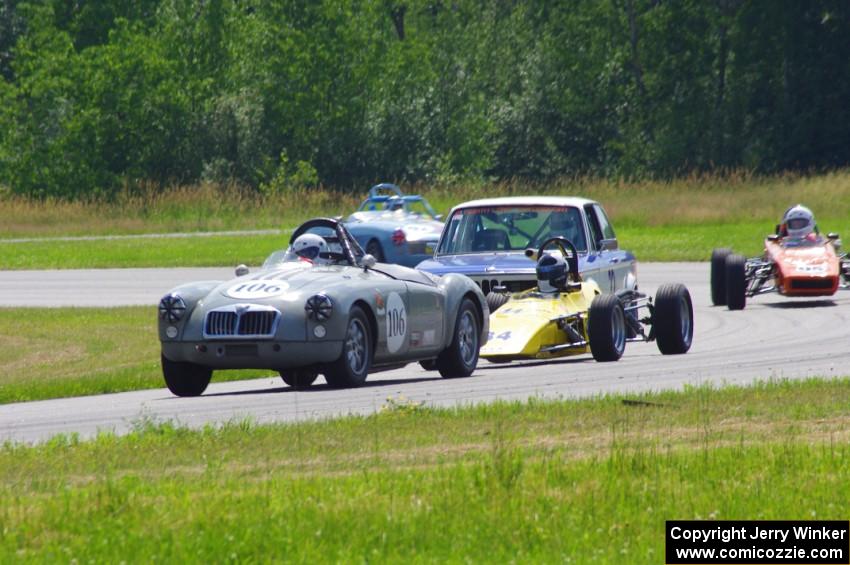 Mark Brandow's MGA, John Miller's Elden Mk. 10C Formula Ford, Tom Moran's BMW 2002 and Rich Stadther's Dulon LD9 Formula Ford