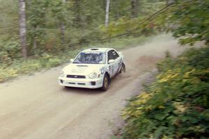 Jonathan Bottoms / Carolyn Bosley Subaru WRX on Halverson Lake, SS1.