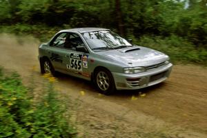 Russ Hodges / Mike Rossey Subaru WRX on Halverson Lake, SS1.