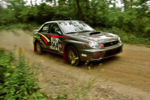 Dave Anton / Andrew Coombs Subaru WRX on Halverson Lake, SS1.