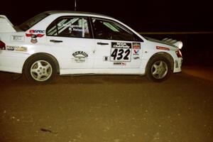 Ron Nelson / Bill Montgomery Mitsubishi Lancer Evo VII at night on SS8, Flying Finnish.