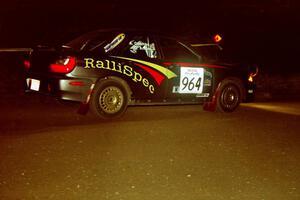 Dave Anton / Andrew Coombs Subaru WRX STi at night on SS8, Flying Finnish.