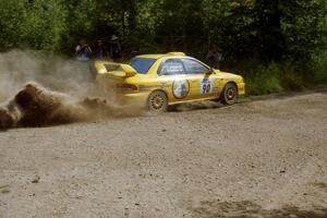 Lauchlin O'Sullivan / Scott Putnam Subaru Impreza at the SS9 (Heart Lake) spectator area.
