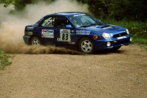 Mark Utecht / Jeff Secor Subaru WRX at the SS9 (Heart Lake) spectator area.