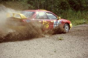 Dennis Martin / Kim DeMotte Mitsubishi Lancer Evo IV at the SS9 (Heart Lake) spectator area.