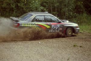 Dave Anton / Andrew Coombs Subaru WRX STi at the SS9 (Heart Lake) spectator area.