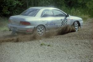 Russ Hodges / Mike Rossey Subaru WRX at the SS9 (Heart Lake) spectator area.