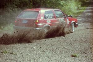 Karl Biewald / Ted Weidman VW GTI at the SS9 (Heart Lake) spectator area.