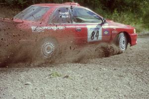 J.B. Niday / Dave Kean Subaru Impreza at the SS9 (Heart Lake) spectator area.