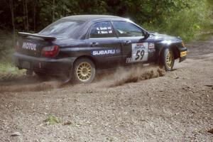 Pat Moro / Neil Smith Subaru WRX at the SS9 (Heart Lake) spectator area.