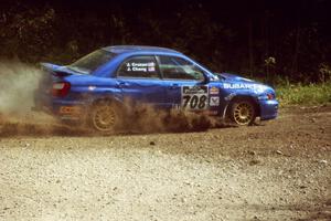 Josh Chang / Jeff Cruzan Subaru WRX at the SS9 (Heart Lake) spectator area.