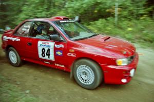 J.B. Niday / Dave Kean Subaru Impreza at a 90-right on SS13, Indian Creek.