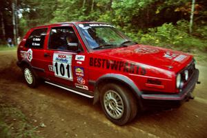 Mark Brown / Ole Holter VW GTI at a 90-right on SS13, Indian Creek.