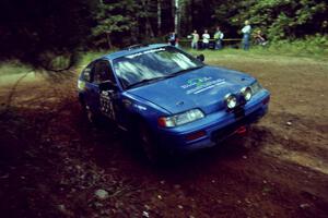 Spencer Prusi / Brian Dondlinger Honda CRX at a 90-right on SS13, Indian Creek.