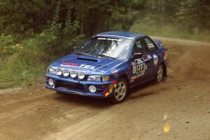 Kazimierz Pudelek / Marek Cichocki Subaru Impreza at a 90-right on SS13, Indian Creek.