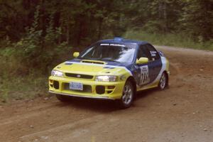 Joan Hoskinson / Rob Bohn Subaru Impreza 2.5RS at a 90-right on SS13, Indian Creek.