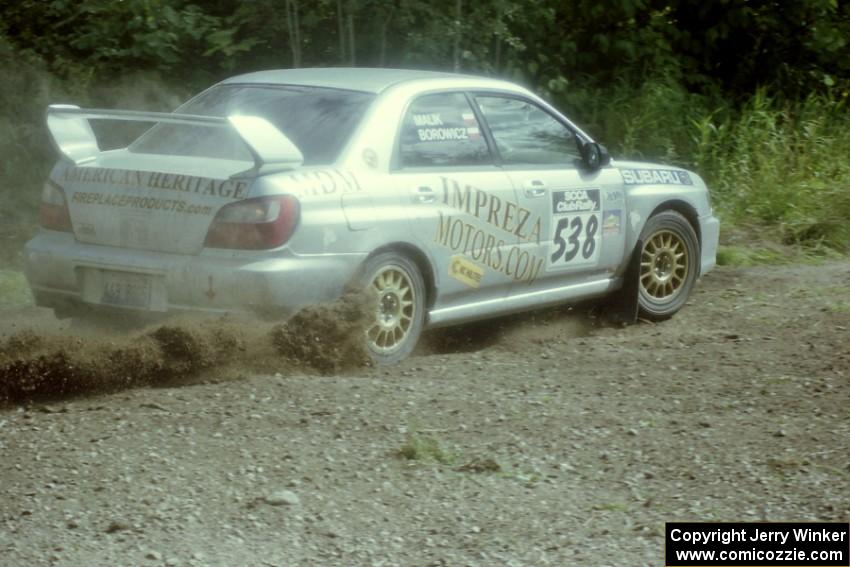 Robert Borowicz / Mariusz Malik Subaru WRX at the SS9 (Heart Lake) spectator area.