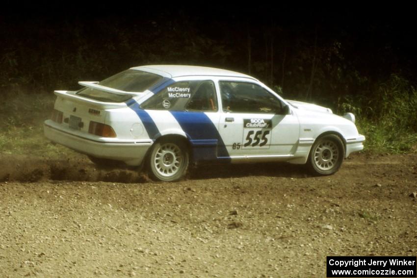 Colin McCleery / Bill Westrick Ford Merkur XR4Ti at the SS9 (Heart Lake) spectator area.