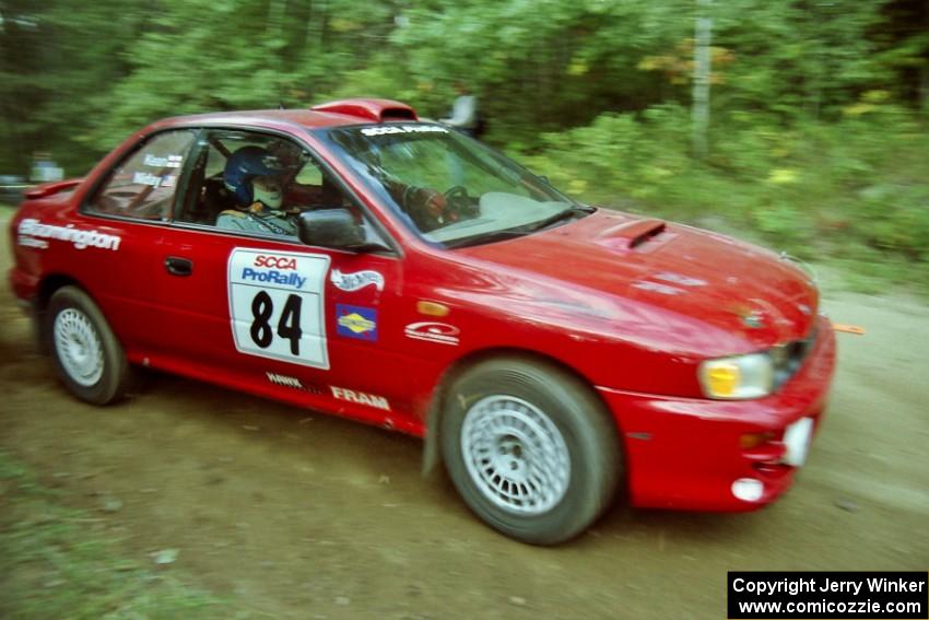 J.B. Niday / Dave Kean Subaru Impreza at a 90-right on SS13, Indian Creek.