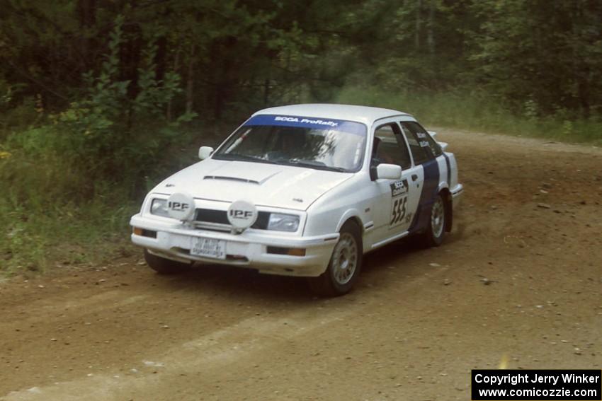 Colin McCleery / Bill Westrick Ford Merkur XR4Ti at a 90-right on SS13, Indian Creek.