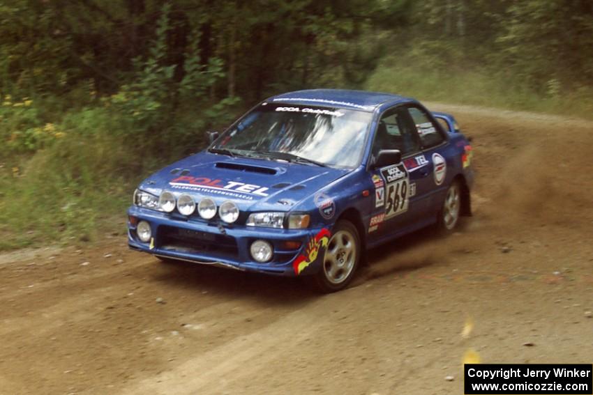 Kazimierz Pudelek / Marek Cichocki Subaru Impreza at a 90-right on SS13, Indian Creek.