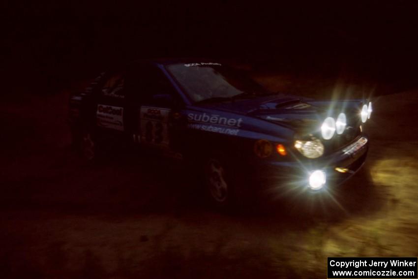 Mark Utecht / Jeff Secor Subaru WRX on SS14, South Smoky Hills.