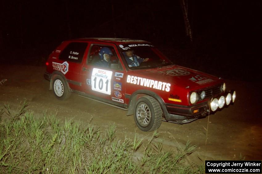 Mark Brown / Ole Holter VW GTI on SS14, South Smoky Hills.