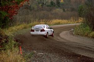 Chris Gilligan / Joe Petersen Mitsubishi Lancer Evo IV near the start of SS1, Herman.