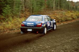 Mark Utecht / Jeff Secor Subaru WRX near the start of SS1, Herman.