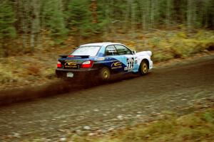 Otis Dimiters / Christian Edstrom Subaru WRX near the start of SS1, Herman.