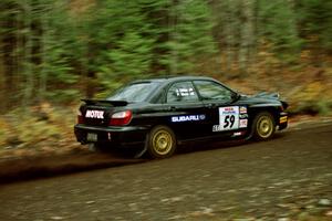 Pat Moro / John Dillon Subaru WRX near the start of SS1, Herman.