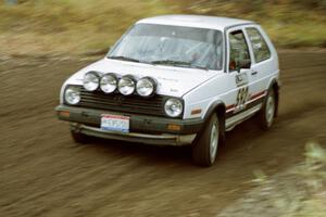 Justin Pritchard / Andre Prasad VW Golf near the start of SS1, Herman.