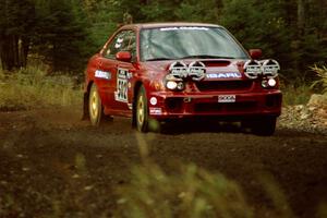 Bryan Pepp / Jerry Stang Subaru WRX near the start of SS1, Herman.