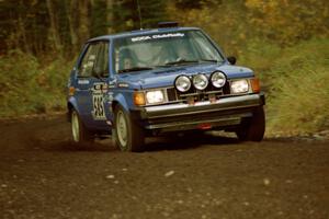 Dave Sterling / Stacy Sterling Dodge Omni GLH-S near the start of SS1, Herman.