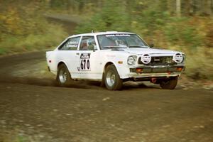 Steve Peacock / Liz Peacock Toyota Corolla near the start of SS1, Herman.