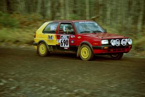 Carl Seidel / Eric Iverson VW Golf near the start of SS1, Herman.