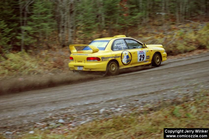 Tim O'Neil 	/ Martin Headland Subaru Impreza near the start of SS1, Herman.