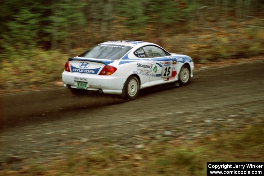 Seamus Burke / Brian Sharkey Hyundai Tiburon near the start of SS1, Herman.