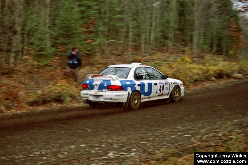 Henry Krolikowski / Cindy Krolikowski Subaru WRX near the start of SS1, Herman.