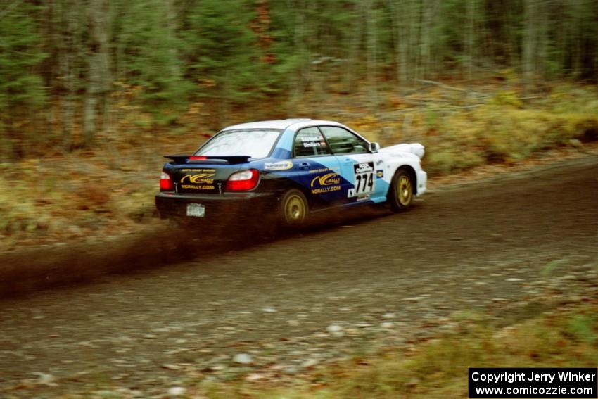 Otis Dimiters / Christian Edstrom Subaru WRX near the start of SS1, Herman.