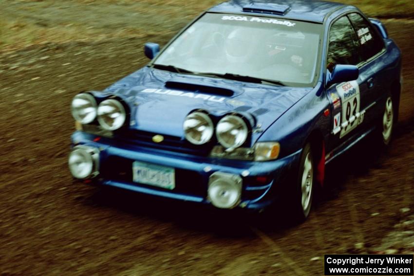 Bob Olson / Rebecca Greek Subaru Impreza 2.5RS near the start of SS1, Herman.