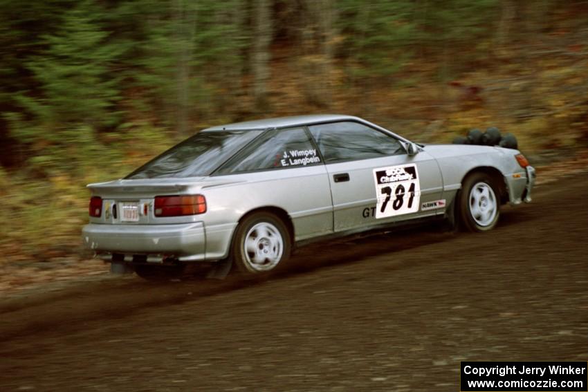 Eric Langbein / Jeremy Wimpey Toyota Celica All-Trac near the start of SS1, Herman.