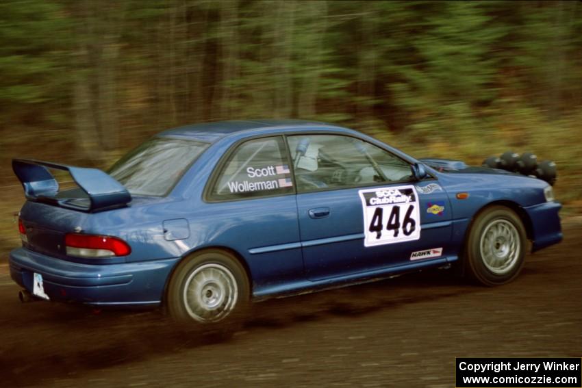 Justin Wollerman / Brian Scott Subaru Impreza 2.5RS near the start of SS1, Herman.