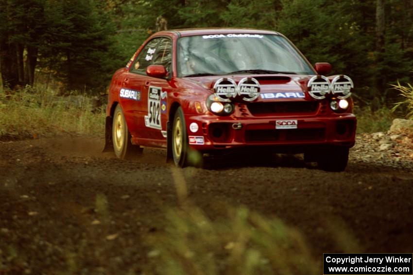 Bryan Pepp / Jerry Stang Subaru WRX near the start of SS1, Herman.